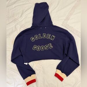 Golden goose cropped sweatshirt w zip/hood